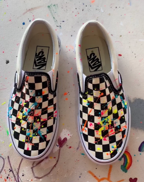 Checkered Vans Paint Splattered by Sasha The Sasha Project LA